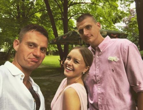 Nemanja Jokic with his brother Nikola Jokic and sister-in-law Natalija Macesic.